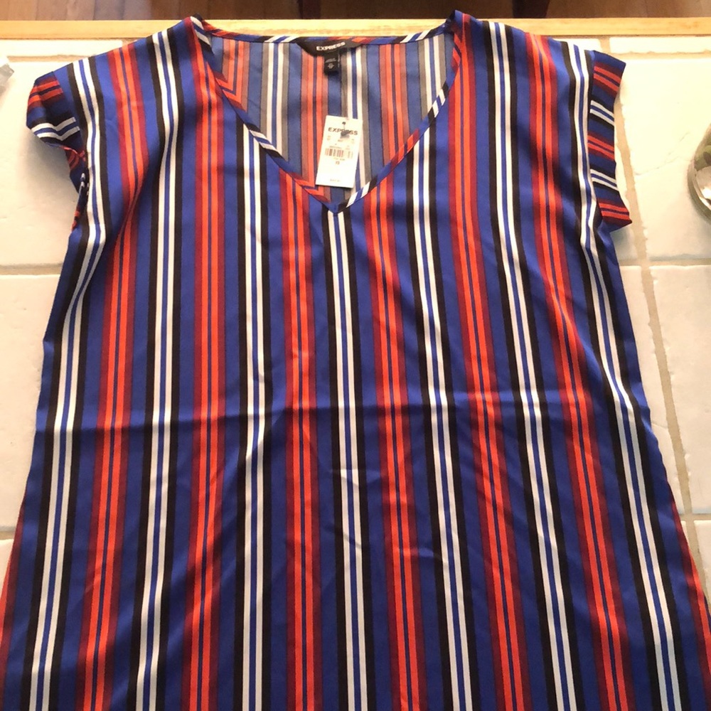 Never worn- Express striped sleeveless dress shirt